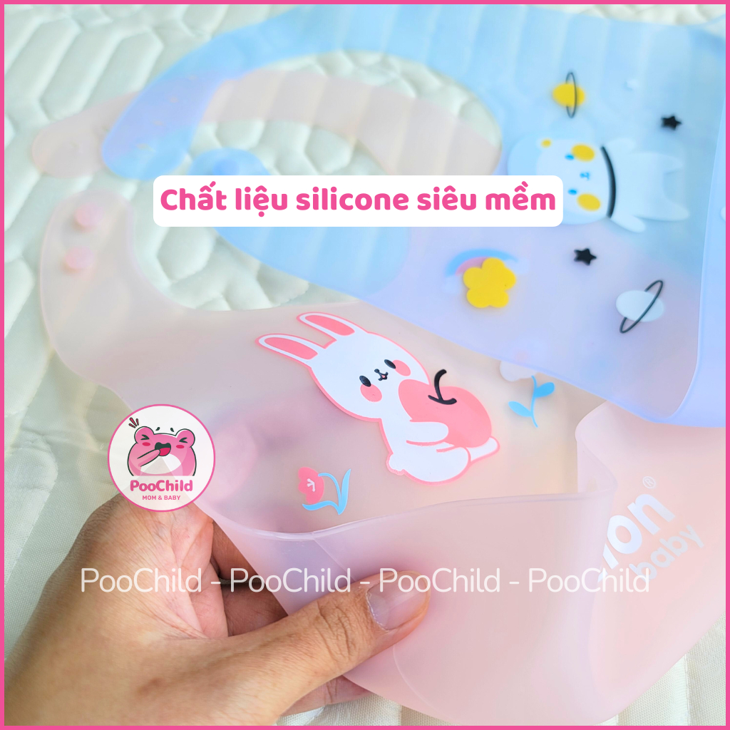 Yếm ăn dặm cho bé silicone có máng, yếm máng ăn dặm dẻo chống thấm nước siêu nhẹ dễ vệ sinh - Hình ảnh 9