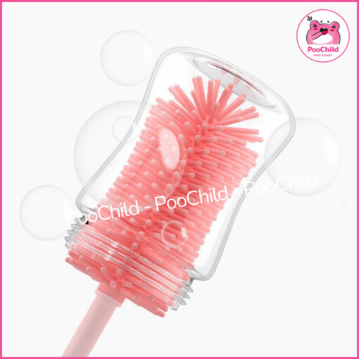 Cọ rửa bình sữa silicon rửa bình sữa núm ti 3 chi tiết tay cầm xoay 360 độ vệ sinh bình sữa cho bé - Hình ảnh 7