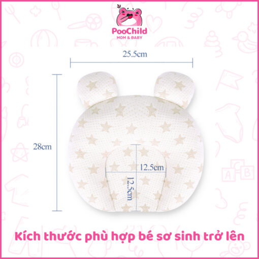 Gối cao cấp cho bé sơ sinh chống bẹp đầu Dotini mềm mại gối lõm chống méo đầu cho bé sơ sinh gối em bé Tai Thỏ Lớn - Hình ảnh 4