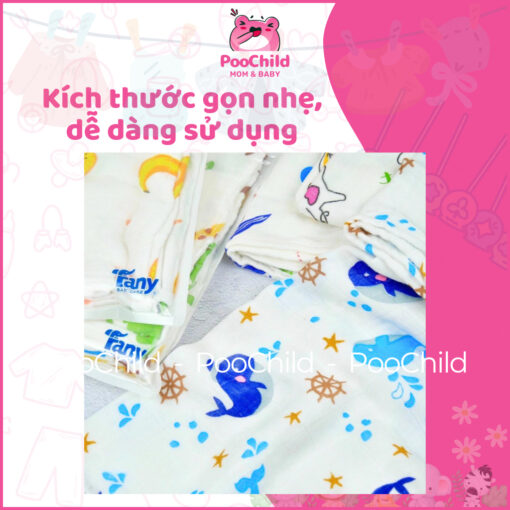 Bộ 10 Khăn Sữa Sợi Tre Cao Cấp Fany 31x30cm, Mềm Mịn, Kháng Khuẩn, Không Xù Lông, An Toàn Cho Bé - Hình ảnh 8