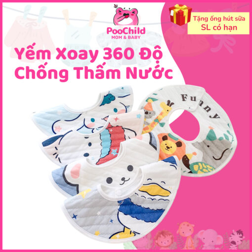 Yếm cho bé sơ sinh yếm tròn yếm ăn dặm cho bé chống thấm yếm tròn xoay 360 độ yếm dãi yếm xô yếm cổ