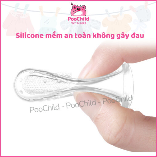 Bàn chải đánh răng cho bé xỏ ngón silicon, rơ lưỡi silicon cho bé an toàn, dễ vệ sinh, có hộp đựng - Hình ảnh 4