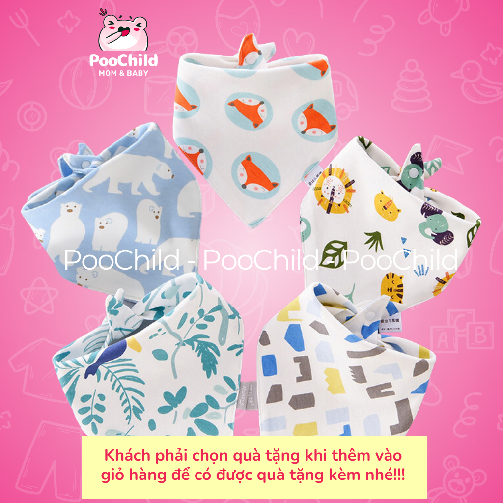 Khăn yếm tam giác cho bé vải cotton giữ ấm cổ yếm cổ thấm nước bọt có nút bấm Yếm Trái Cây - Hình ảnh 9