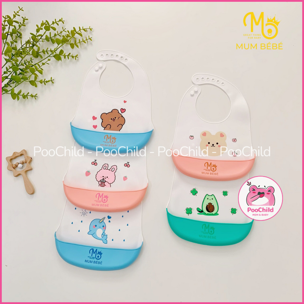 Yếm ăn dặm cho bé silicone có máng Mumbebe, yếm máng ăn dặm dẻo chống thấm nước siêu nhẹ dễ vệ sinh - Hình ảnh 5