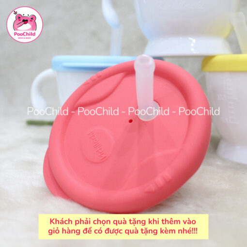 Cốc tập uống nước cho bé Kichilachi 3 giai đoạn 2 nắp, cốc tập hút cho bé Kichi ống hút silicone - Hình ảnh 8