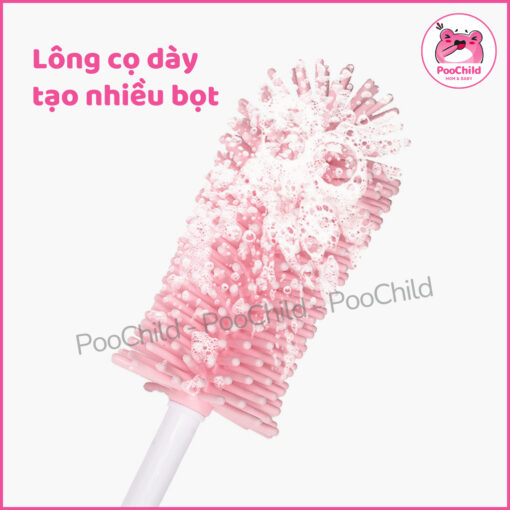 Cọ rửa bình sữa silicon rửa bình sữa núm ti 3 chi tiết tay cầm xoay 360 độ vệ sinh bình sữa cho bé - Hình ảnh 4