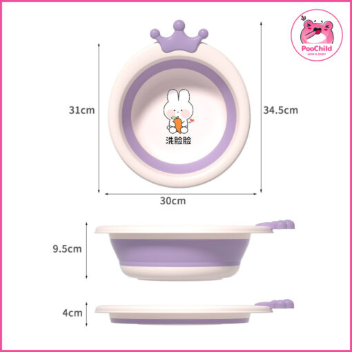 Chậu rửa mặt gấp gọn cho bé, thau rửa mặt gấp gọn cho bé sơ sinh tiện lợi có móc treo PooChild - Hình ảnh 6